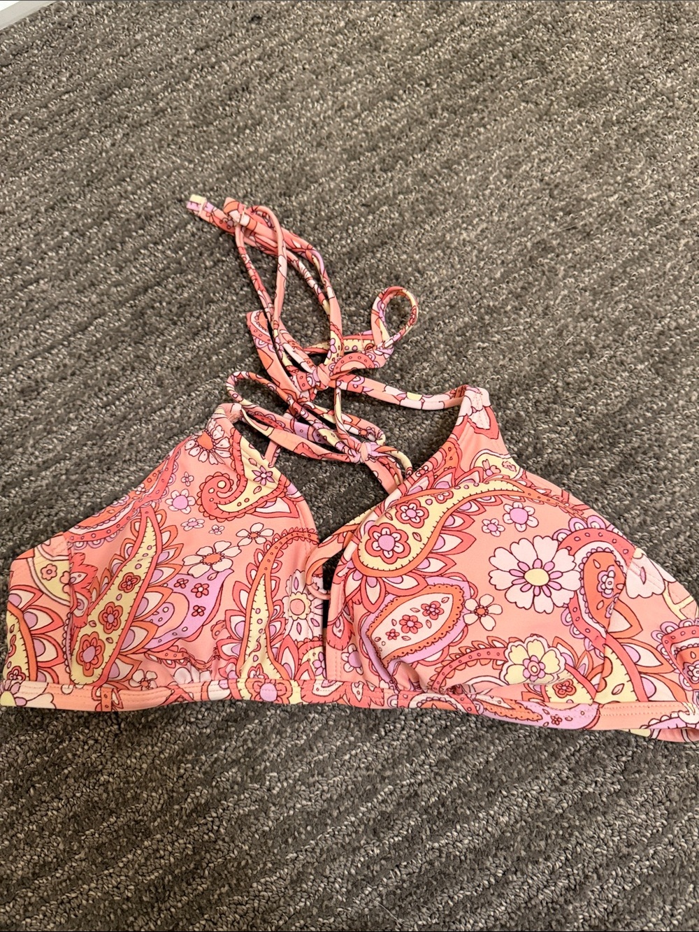 wild fable Pink Paisley-Edge Halter Bikini Top